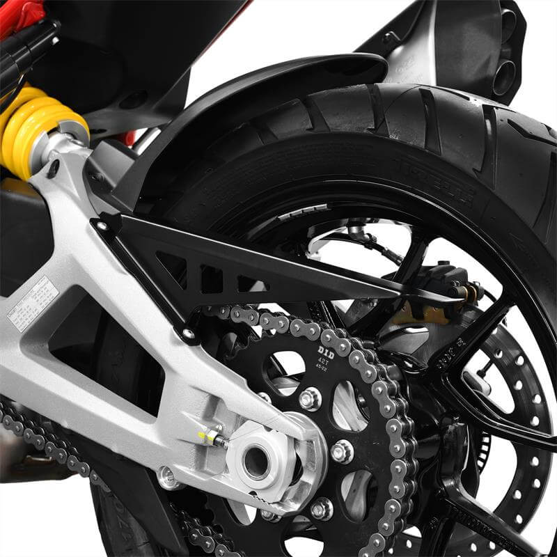 Copricatena protezione in acciaio inossidabile nero per Ducati Multistrada V4.