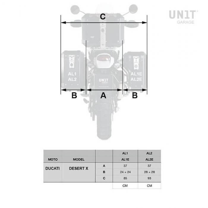 Ingombro valigie Unit Garage Atlas su Ducati DesertX