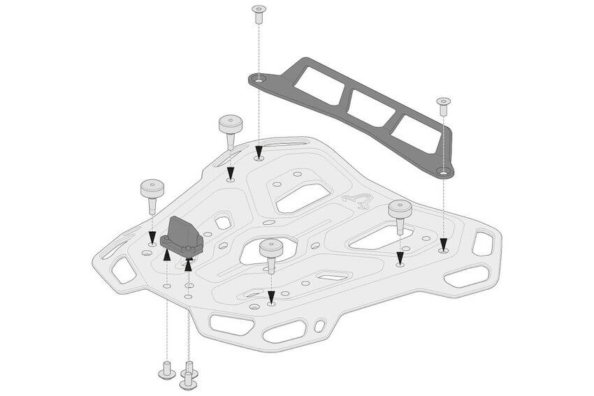 Kit per montare un bauletto Givi Monolock sulla piastra SW-Motech Adventure Rack.