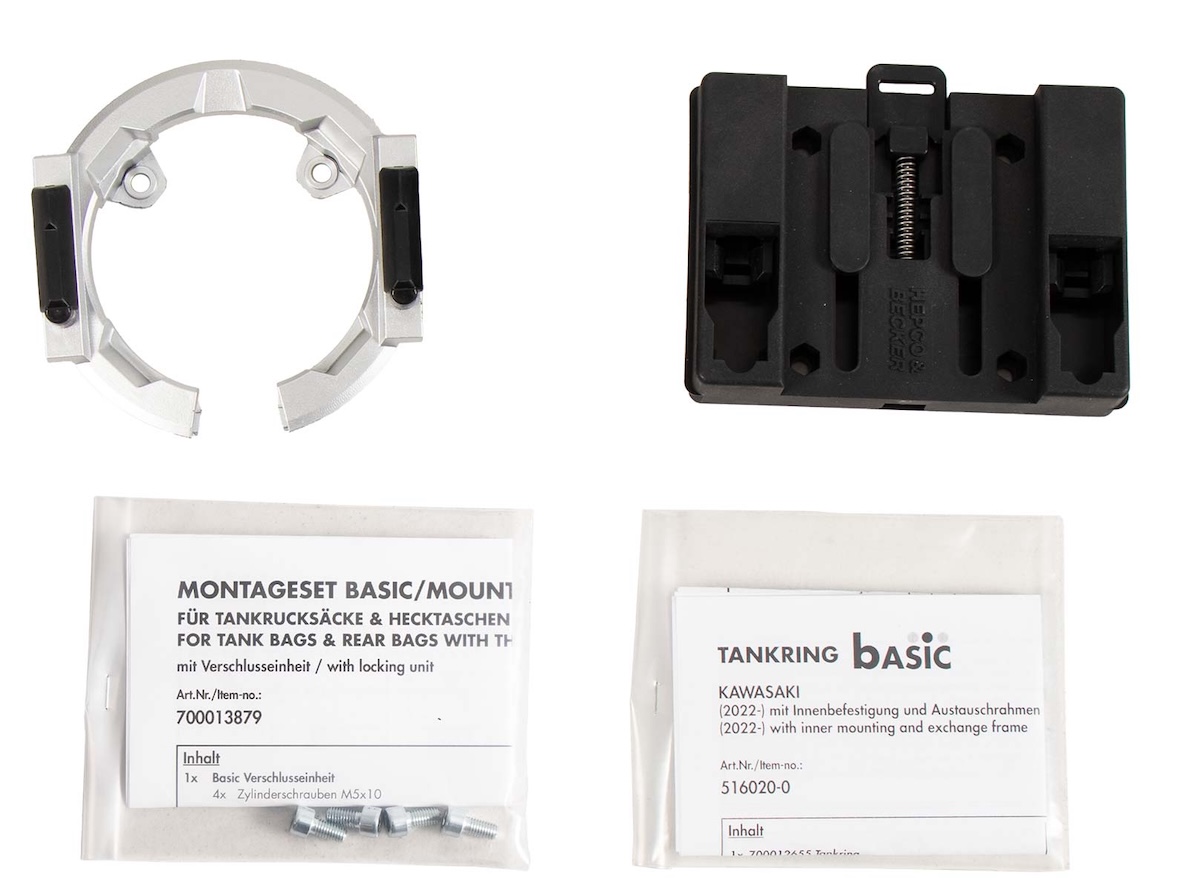 Aggancio Basic Hepco per Kawasaki Versys 1100 dal 2025. Sistema d'aggancio borse da serbatoio moto Basic.