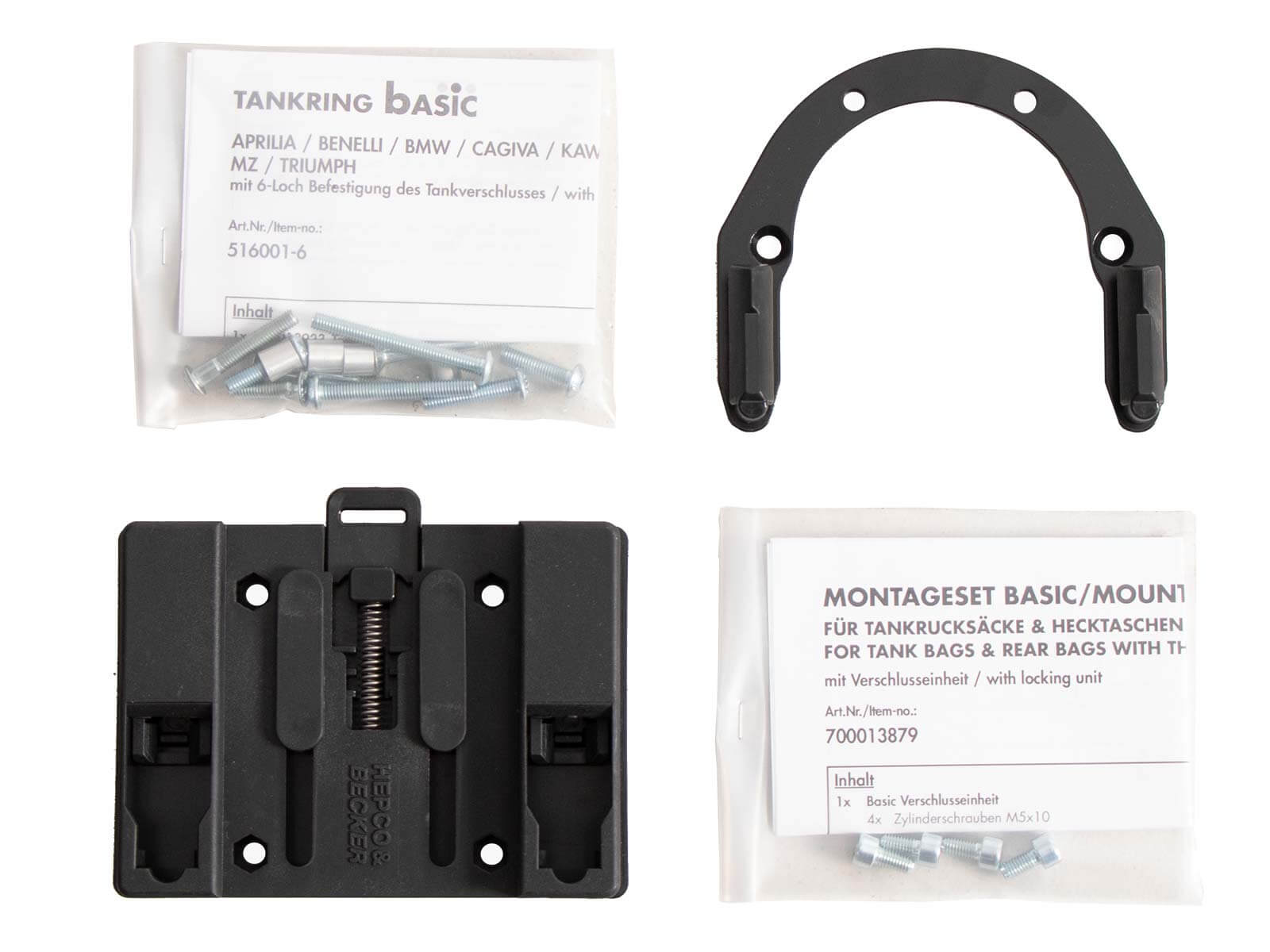 Aggancio Basic Hepco per la moto Aprilia Tuono 457. Sistema d'aggancio borse da serbatoio moto Basic.