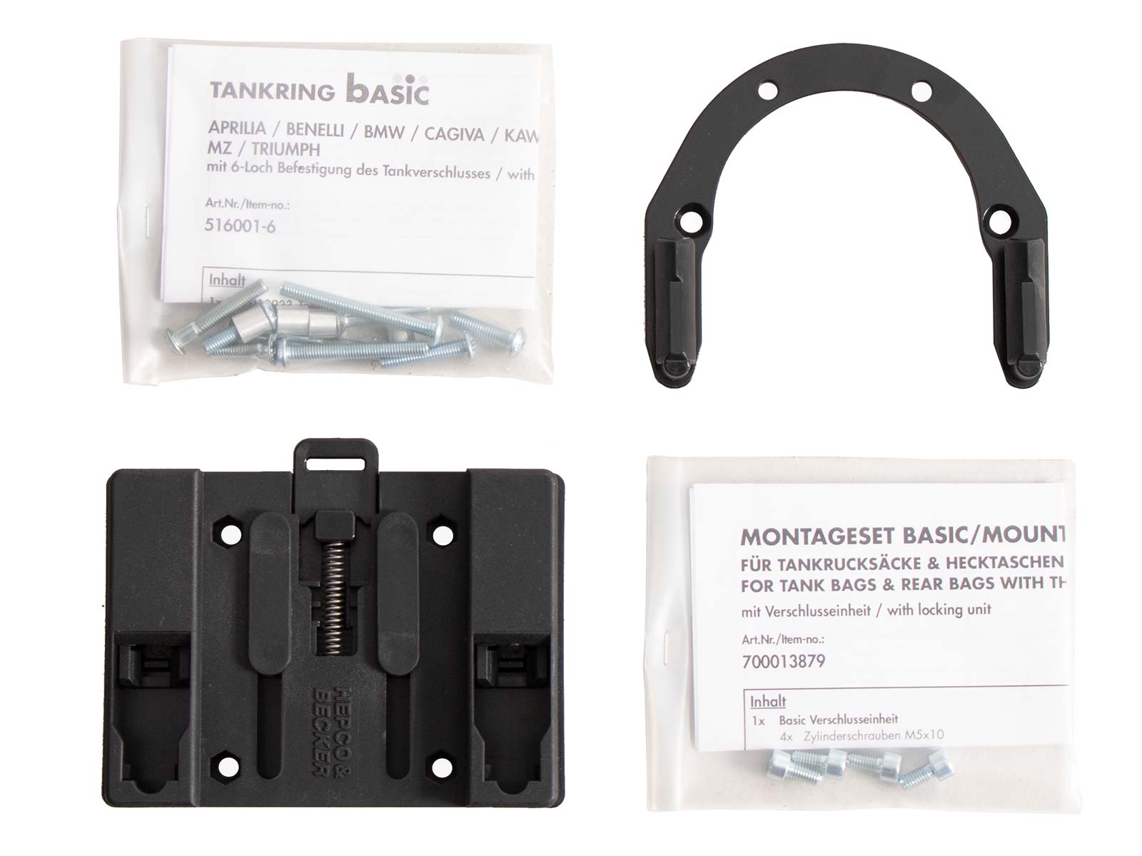 Sistema d'aggancio borse da serbatoio moto Basic.