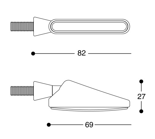 Misure frecce moto a led Barracuda N1001-BSQB SQB-LED sequenziale.