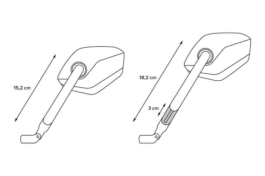 Misure e dettaglio tecnico degli specchietti SW-Motech MIR.00.850.10401.