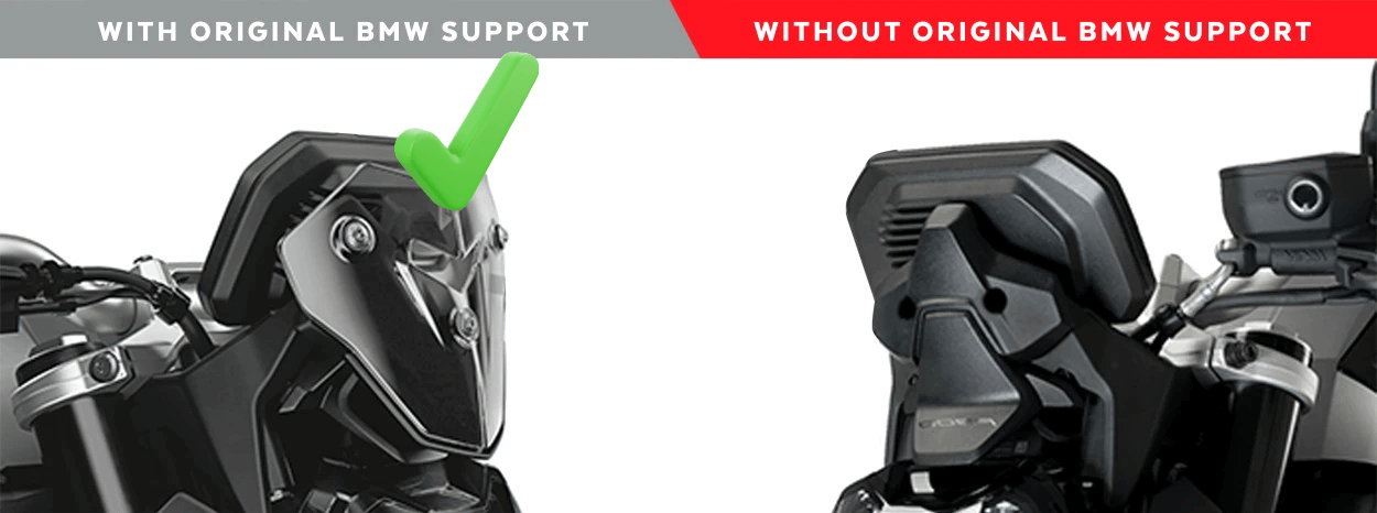 Cupolino compatibile con BMW F 900 R dal 2025 che ha il supporto cupolino originale. Cupolino Puig per BMW F 900 R dal 2025 con supporto cupolino BMW.