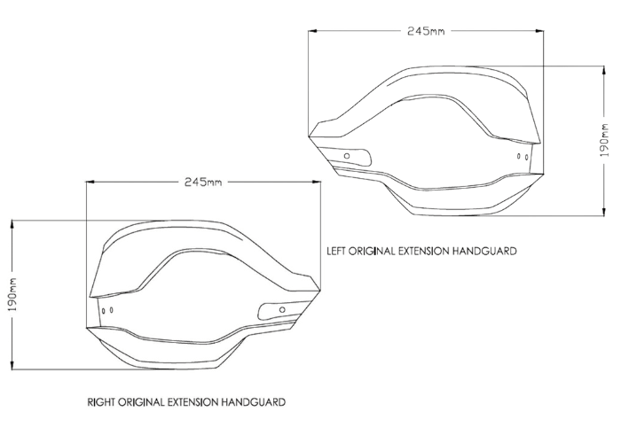 Dimensioni estensioni paramani Puig 3763 per BMW F 900 GS.