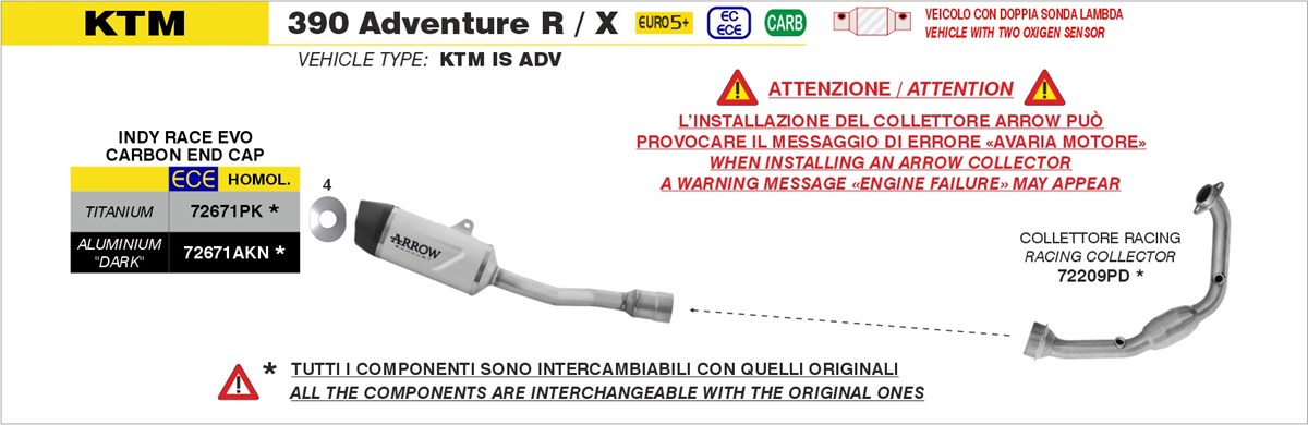 Arrow schema terminali Indy Race EVO alluminio Dark: