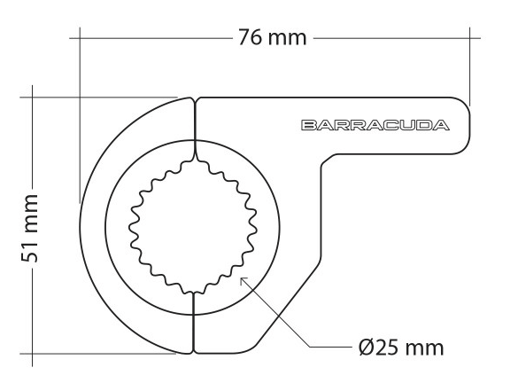 Schema tecnico misure Barracuda N9001-BR kit aggancio faretti tubolari.