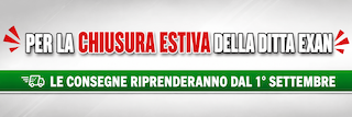 Le spedizioni dei prodotti Exan riprenderanno dal primo settembre. Chiusura ditta Exan terminali moto.