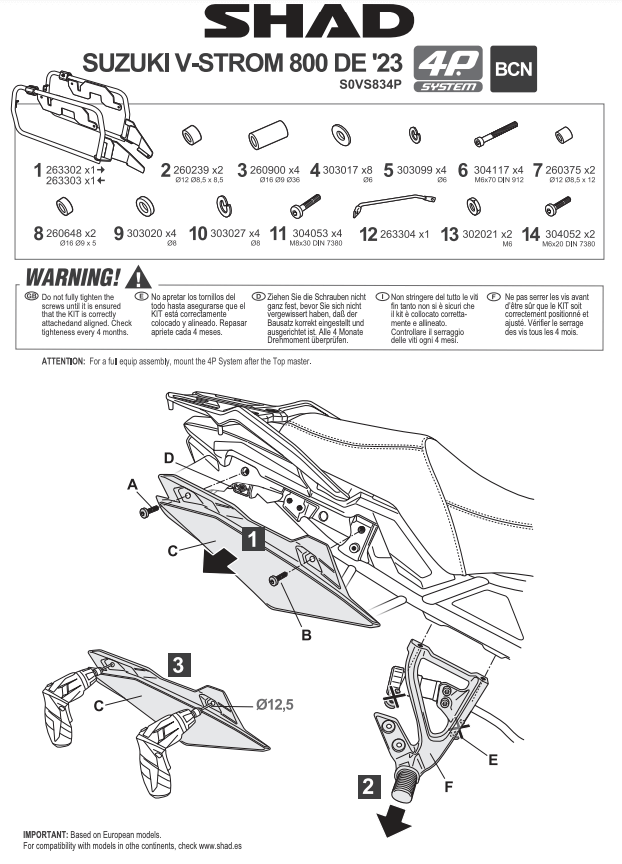 Come montare i telaietti porta valigie laterali 4P System su Suzuki V-Strom 800DE.