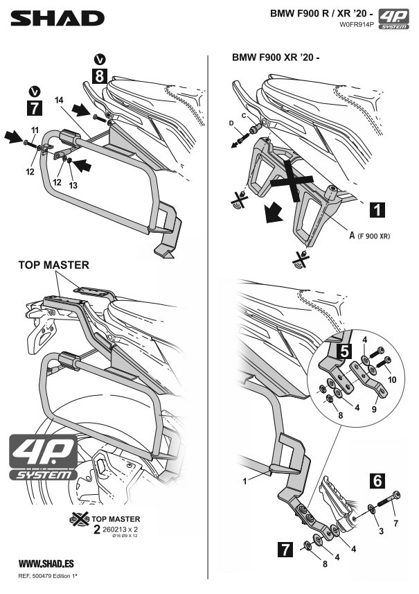 Istruzioni montaggio telaietti Shad W0FR914P Bmw F900XR