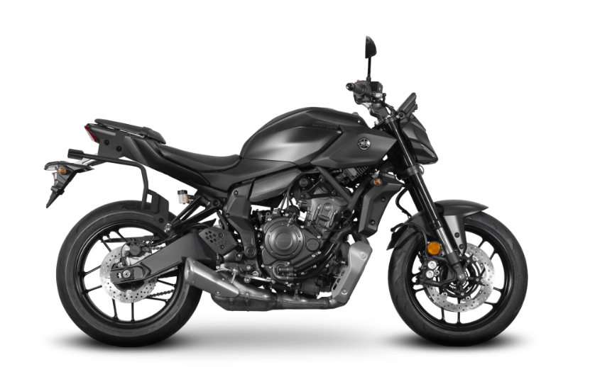 Coppia di telaietti porta valigie laterali Shad 3P System Y0MT75IF specifici per la moto Yamaha MT-07 dal 2025.