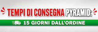 TEmpistiche per la consegna di articoli Pyramid dall'ordine. Tempi di consegna per i prodotti Pyramid in Italia.