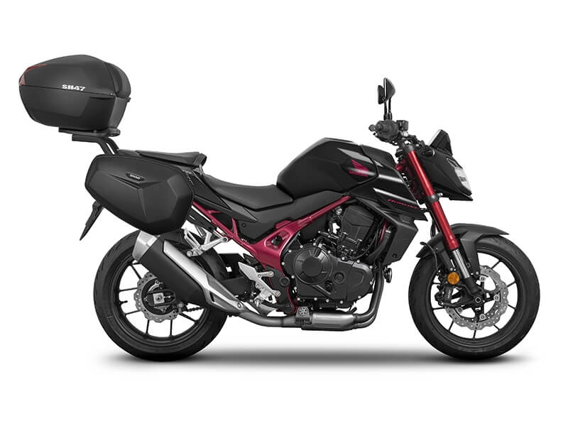 Tris completo di bauletto e valigie laterali per Honda Hornet dal 2023.