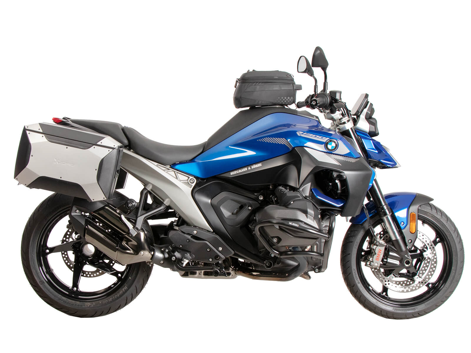 Borse laterali Hepco & Becker montate sulla moto BMW R 1300 R.