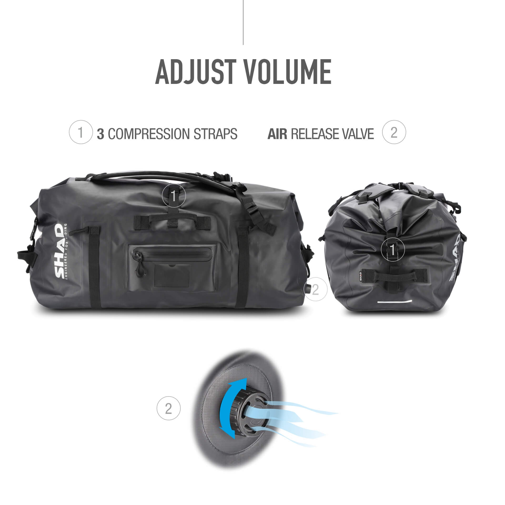 Shad X0SW80 borsone moto 80 litri waterproof con valvola di sfiato.