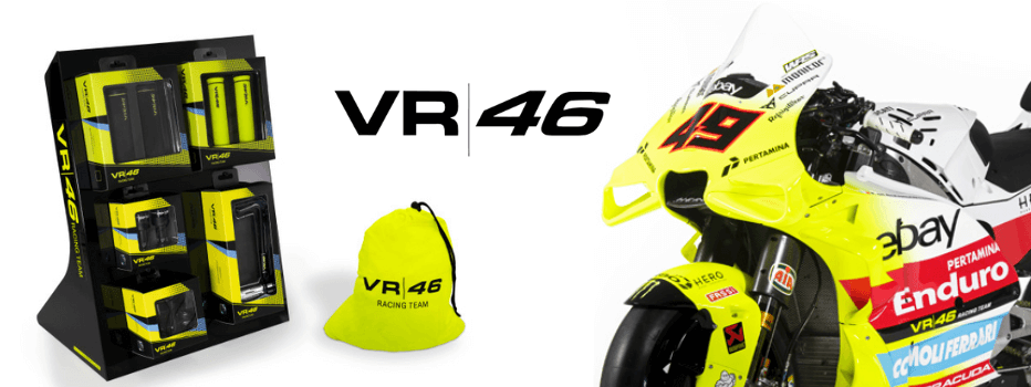 Accessori moto a marchio VR46 Racing Team.